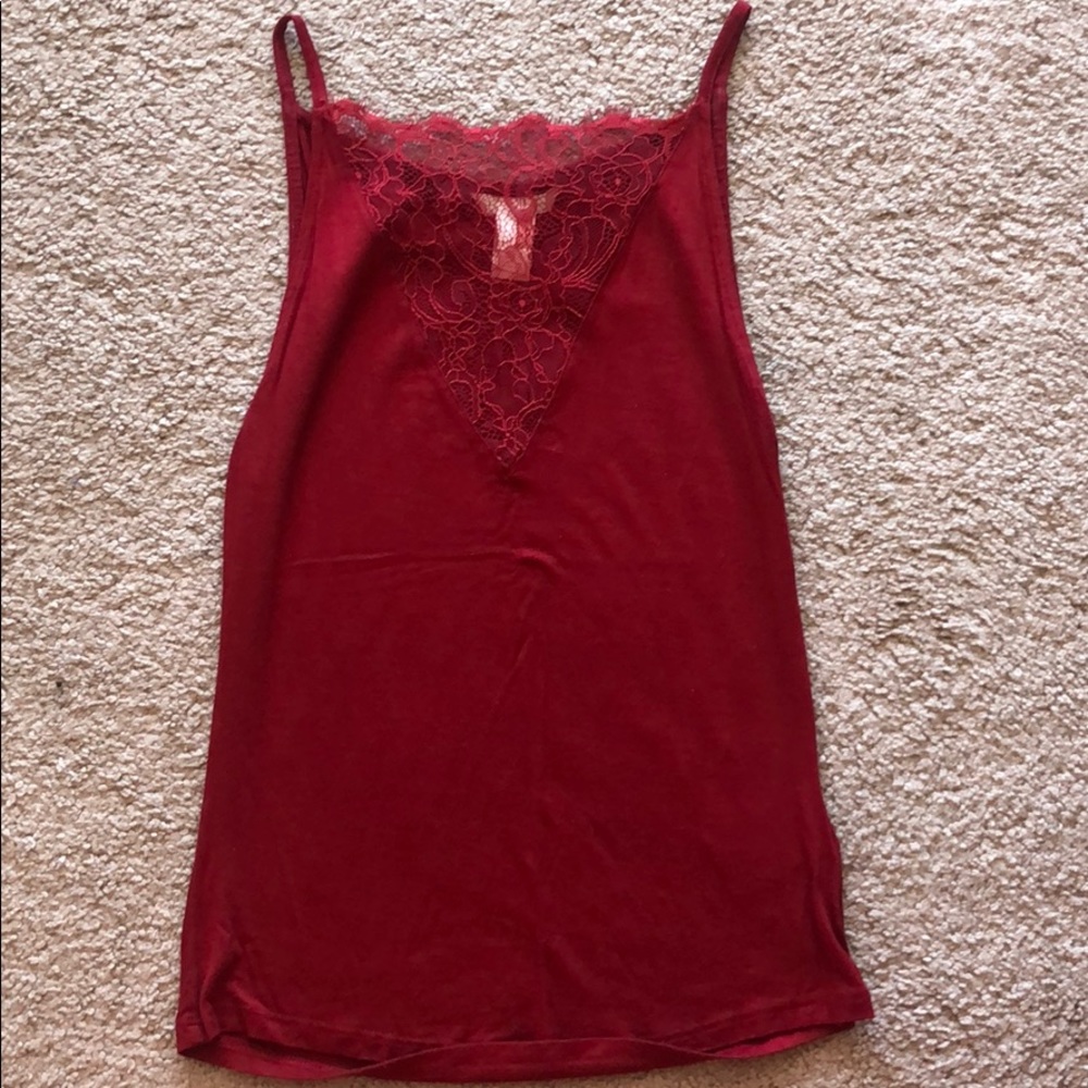 Lace front red tank